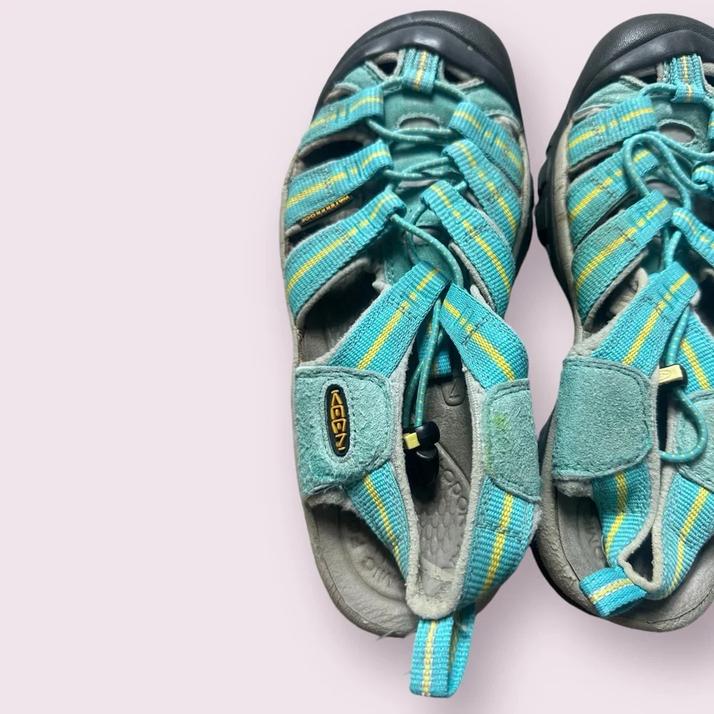 Women’s Keen Waterproof Hiking Sandals Turquoise And Yellow Size 6.5 - Picture 2 of 11